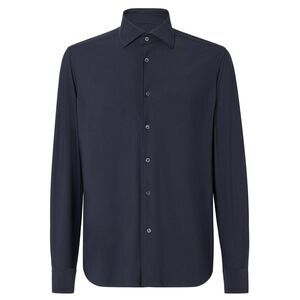 Corneliani Mens Stretch Technical Fabric Shirt 17 / 43 Navy - NWT $295
